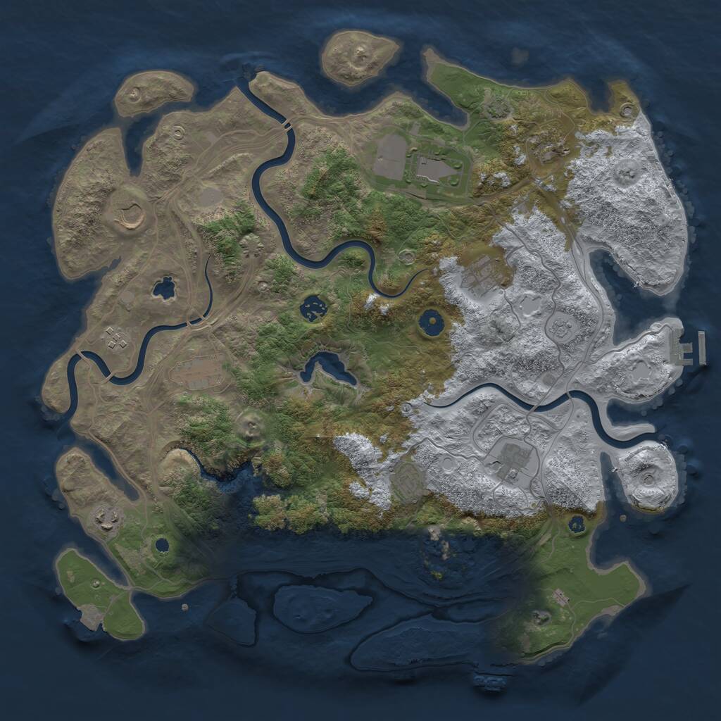 Rust Map: Procedural Map, Size: 4300, Seed: 92344631, 16 Monuments
