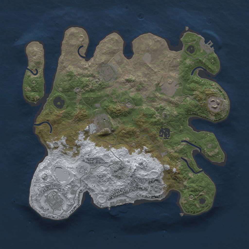 Rust Map: Procedural Map, Size: 3250, Seed: 1850761, 16 Monuments