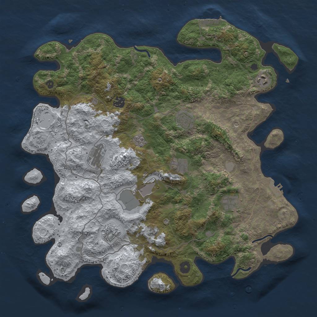 Rust Map: Procedural Map, Size: 4100, Seed: 44328, 18 Monuments