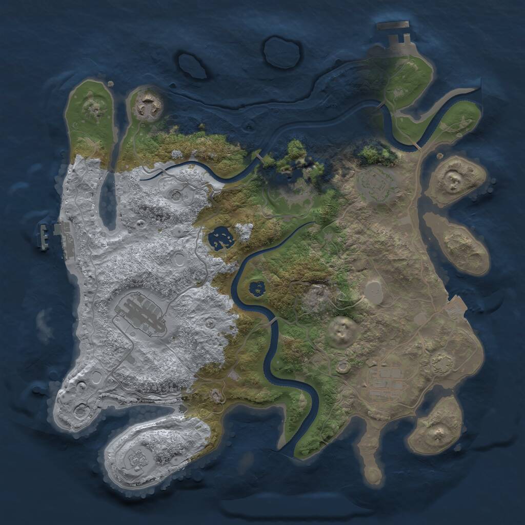 Rust Map: Procedural Map, Size: 3250, Seed: 1058212, 12 Monuments