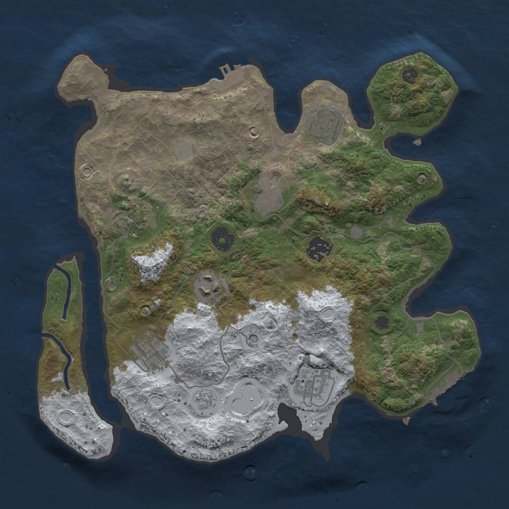 Rust Map: Procedural Map, Size: 3250, Seed: 997849, 16 Monuments
