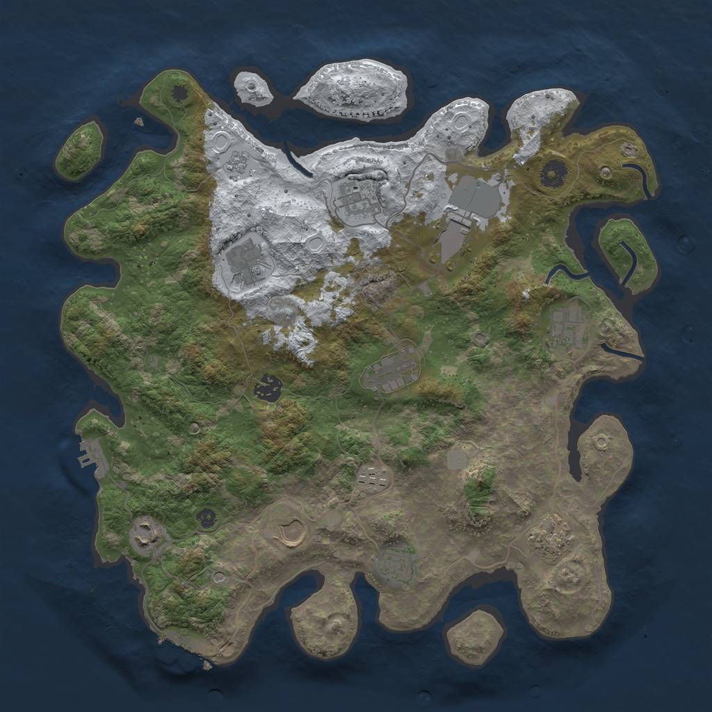 Rust Map: Procedural Map, Size: 3850, Seed: 696175797, 20 Monuments