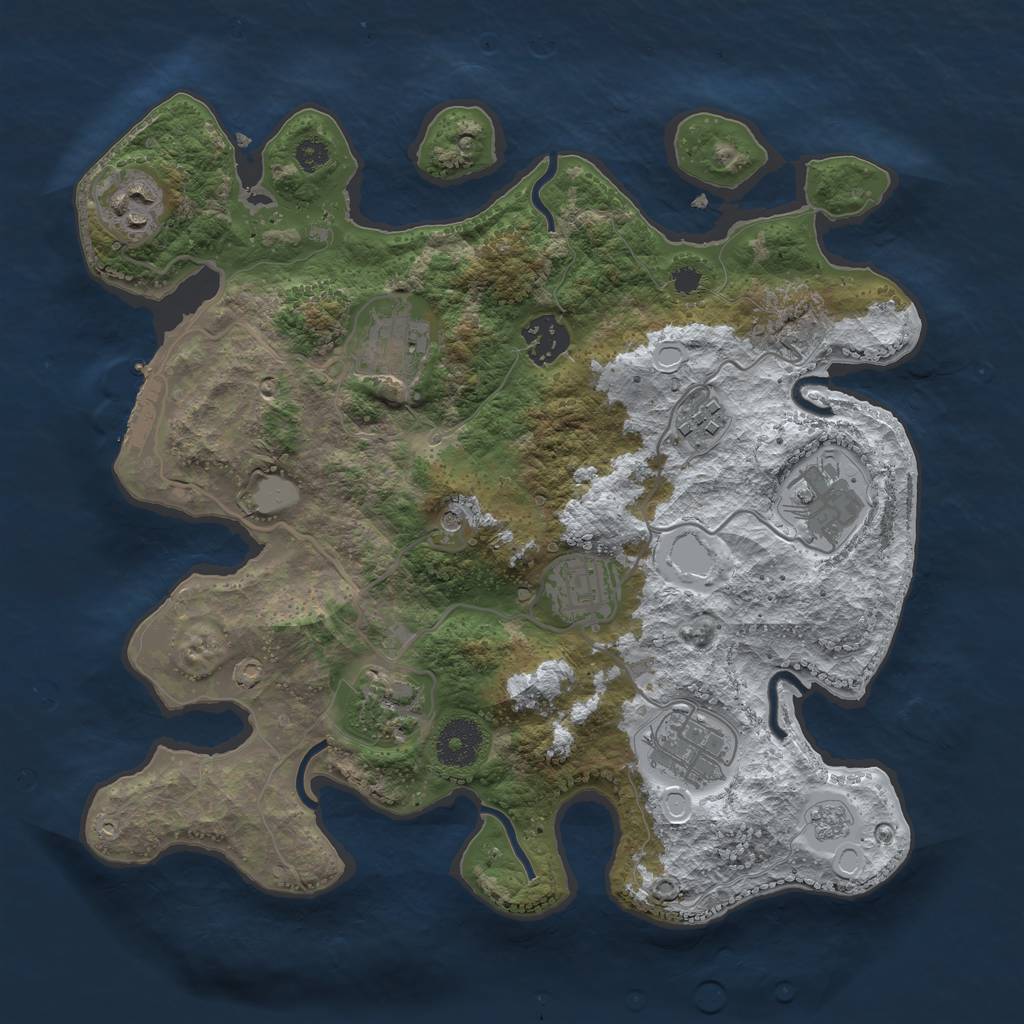 Rust Map: Procedural Map, Size: 3250, Seed: 3191502, 16 Monuments