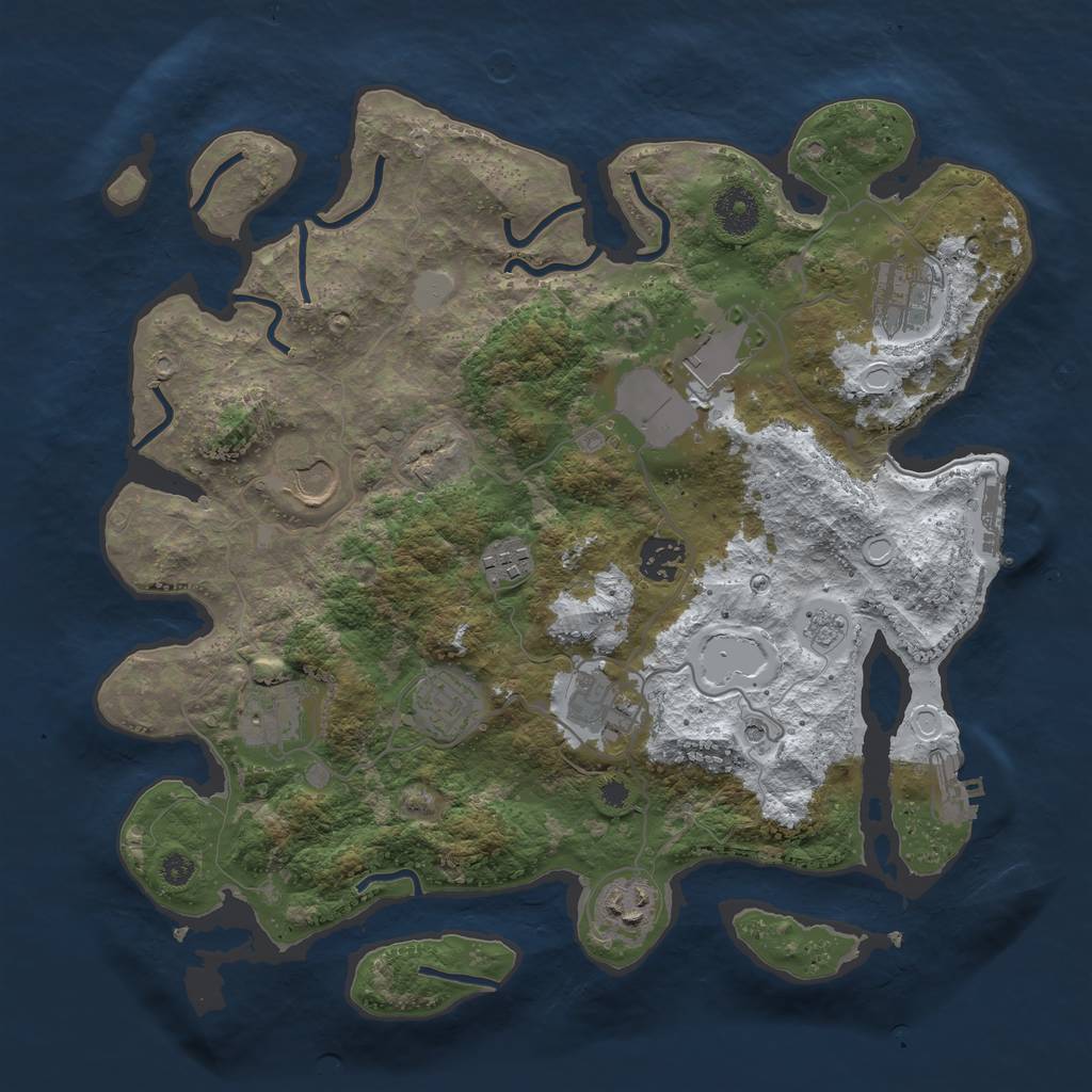 Rust Map: Procedural Map, Size: 3550, Seed: 724997, 18 Monuments