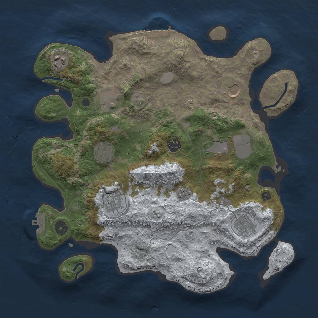 Rust Map: Procedural Map, Size: 3500, Seed: 25489739, 17 Monuments