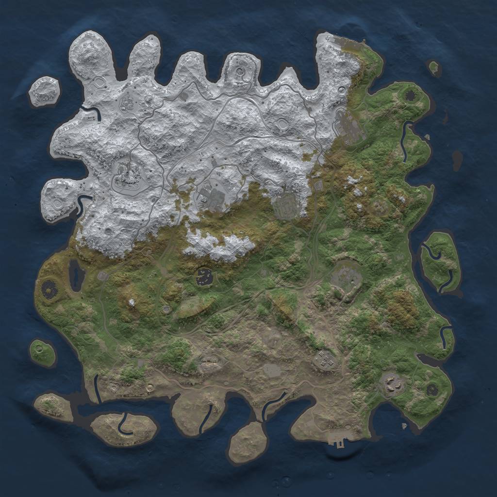 Rust Map: Procedural Map, Size: 4250, Seed: 802228408, 17 Monuments