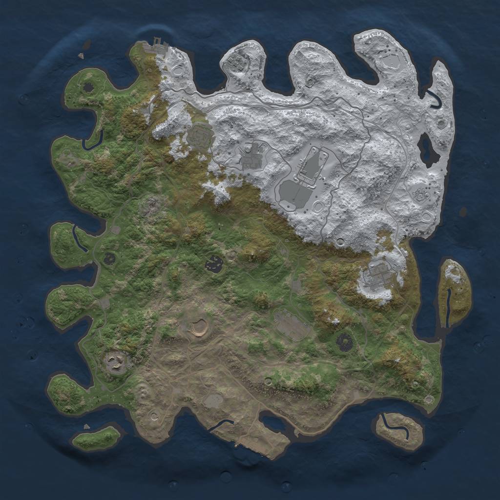 Rust Map: Procedural Map, Size: 4250, Seed: 689645734, 18 Monuments