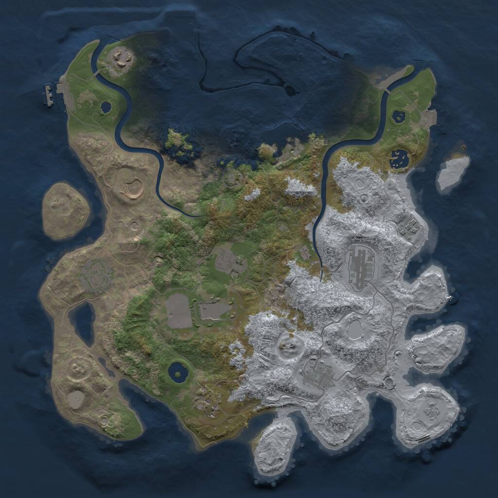 Rust Map: Procedural Map, Size: 3750, Seed: 2000576702, 17 Monuments