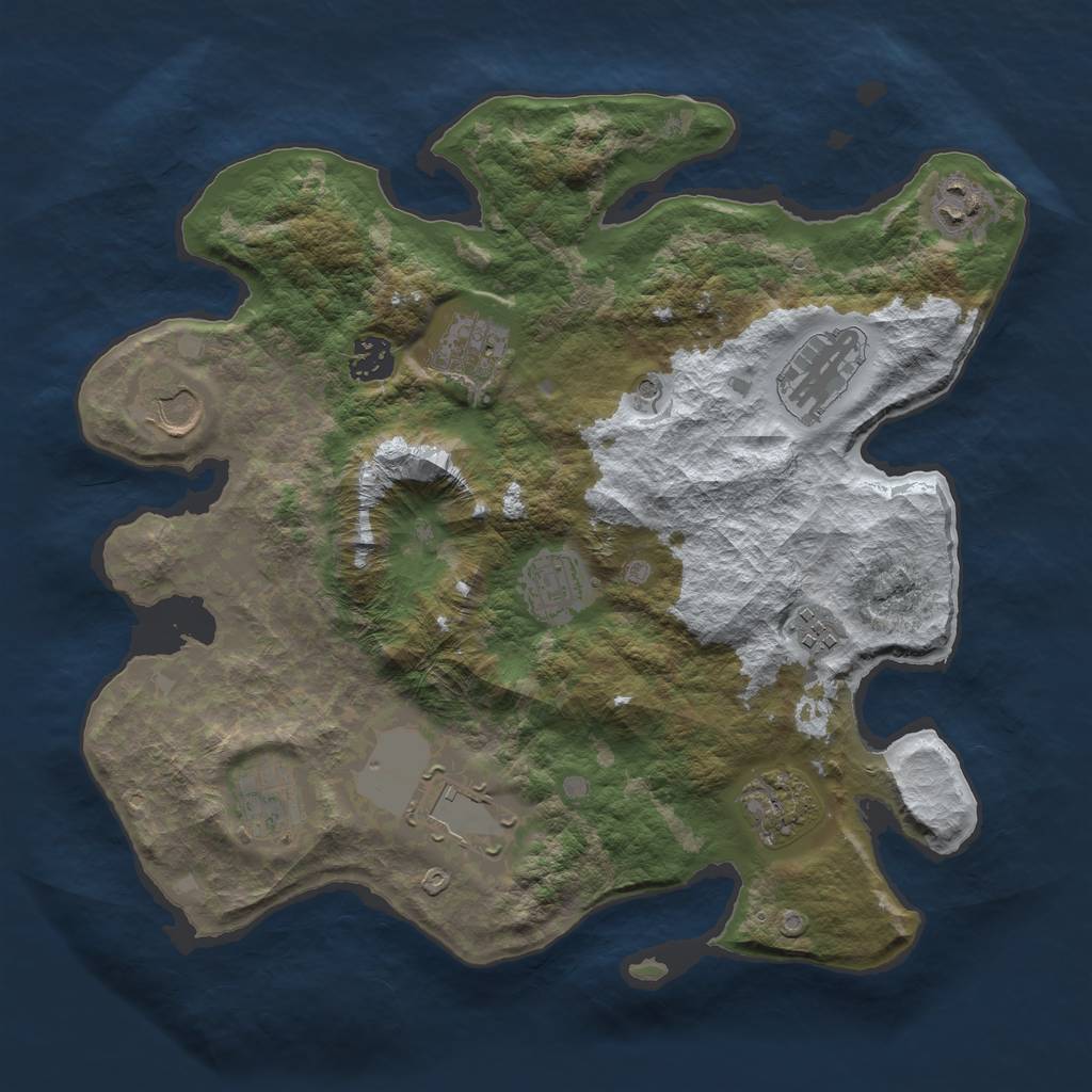 Rust Map: Barren, Size: 3500, Seed: 345407474, 13 Monuments