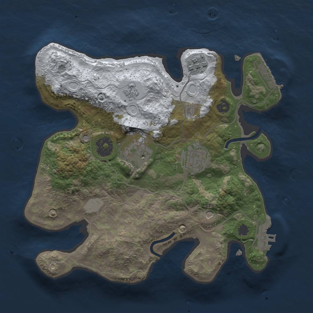 Rust Map: Procedural Map, Size: 2500, Seed: 723547, 12 Monuments