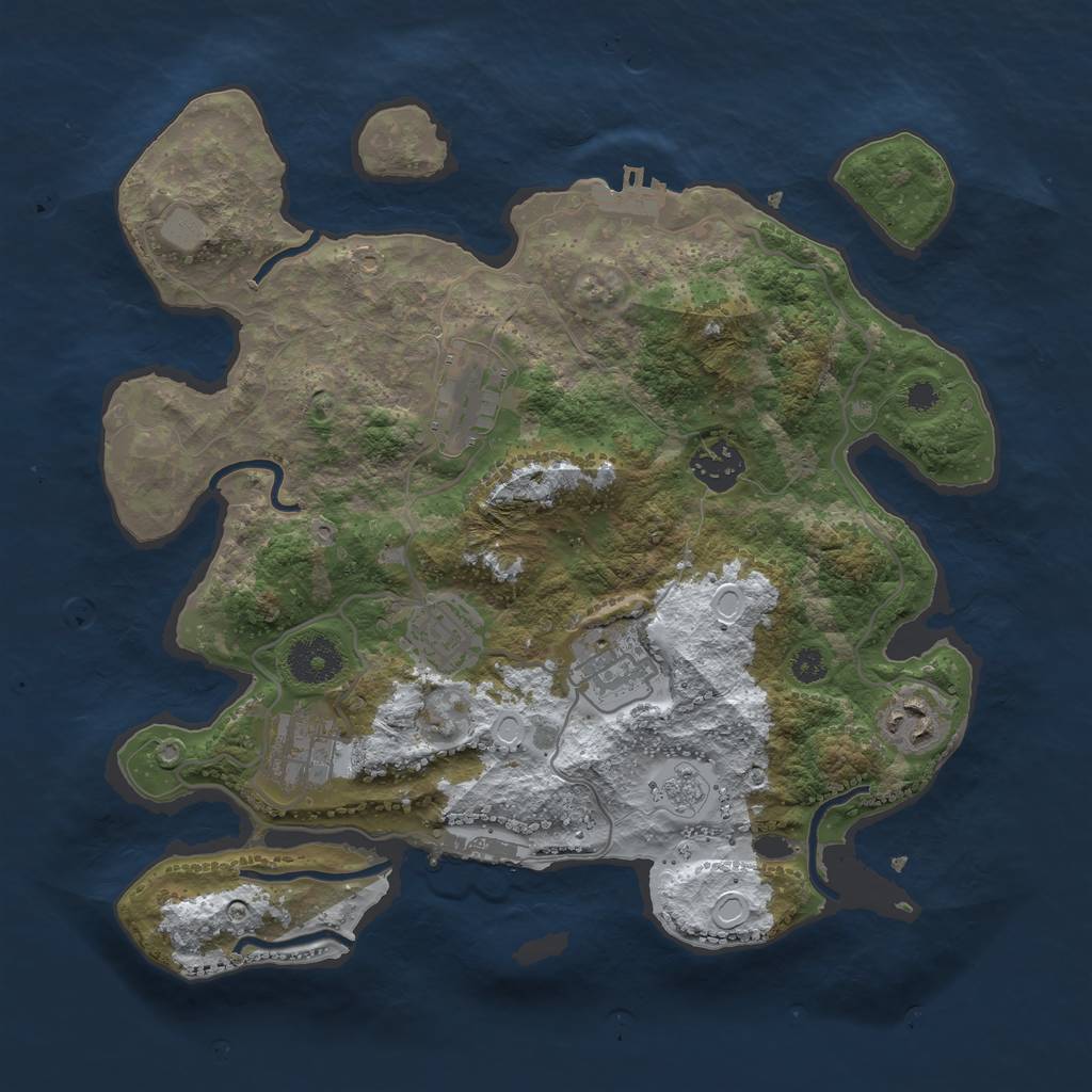 Rust Map: Procedural Map, Size: 3250, Seed: 6044079, 14 Monuments