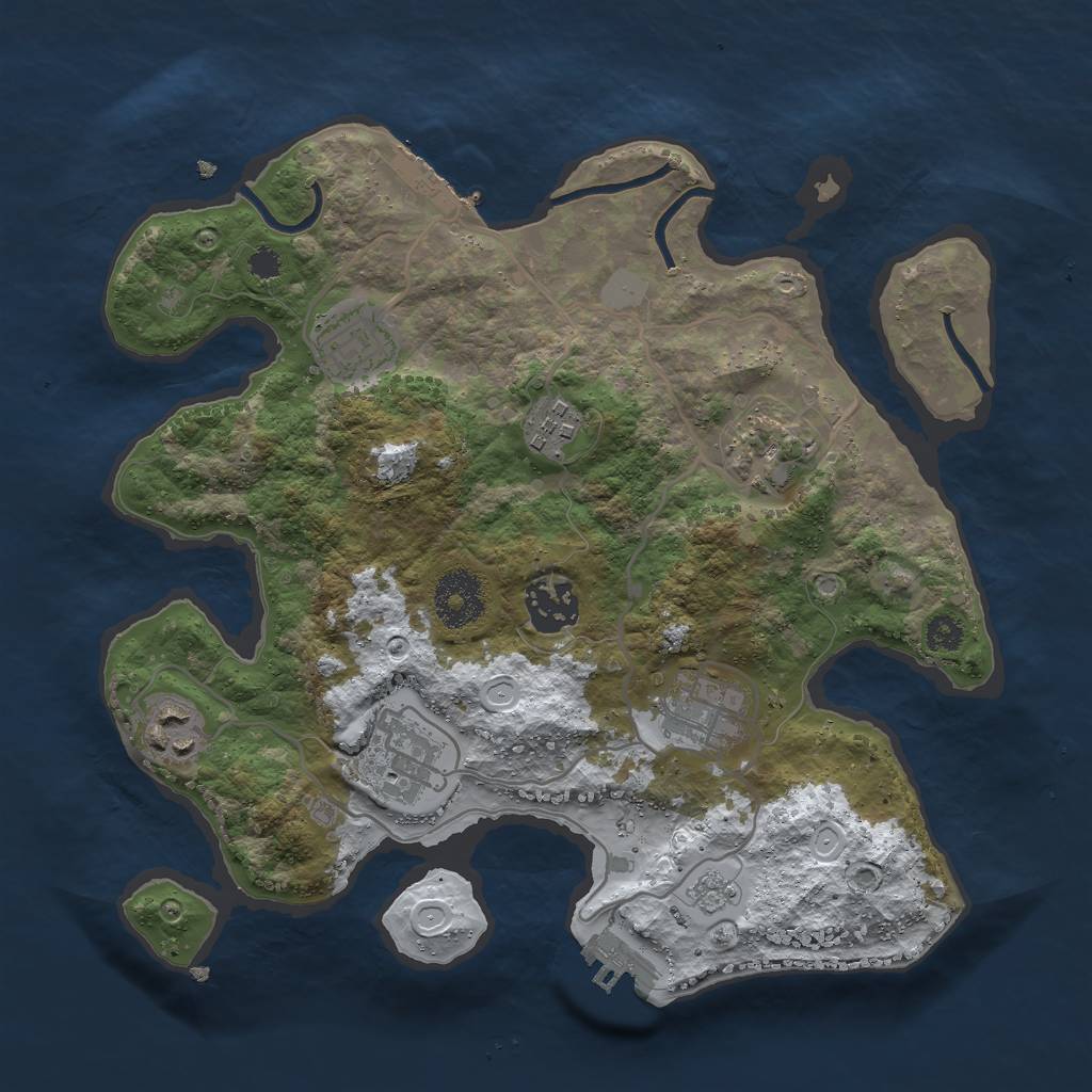 Rust Map: Procedural Map, Size: 3000, Seed: 1425583124, 15 Monuments