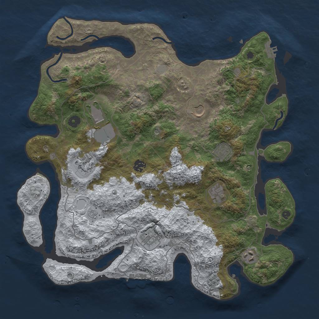 Rust Map: Procedural Map, Size: 4000, Seed: 890353784, 18 Monuments
