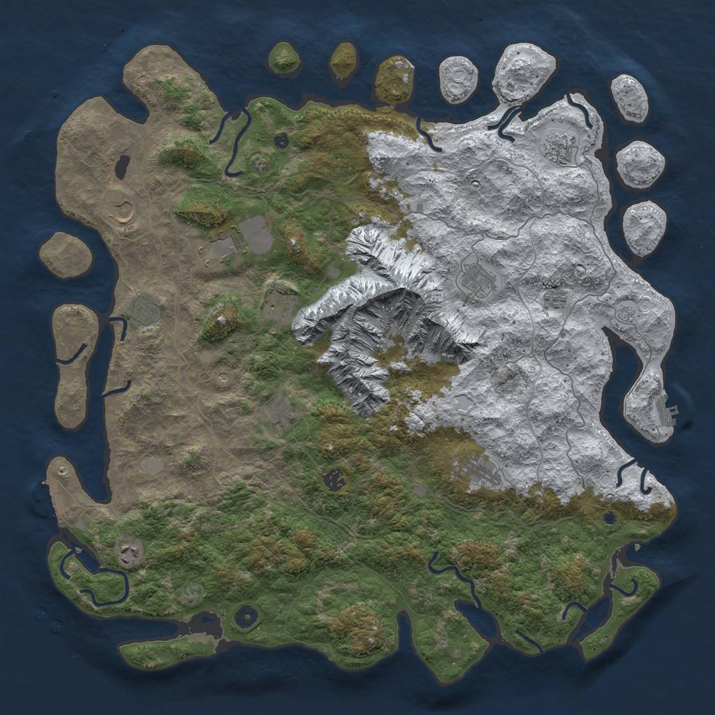 Rust Map: Procedural Map, Size: 5000, Seed: 25090251, 20 Monuments