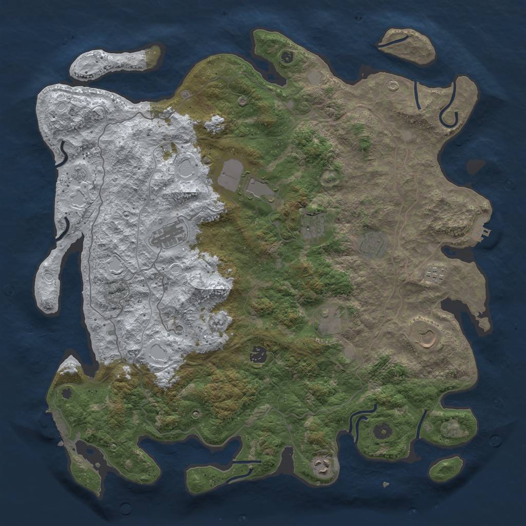 Rust Map: Procedural Map, Size: 4500, Seed: 2888, 18 Monuments
