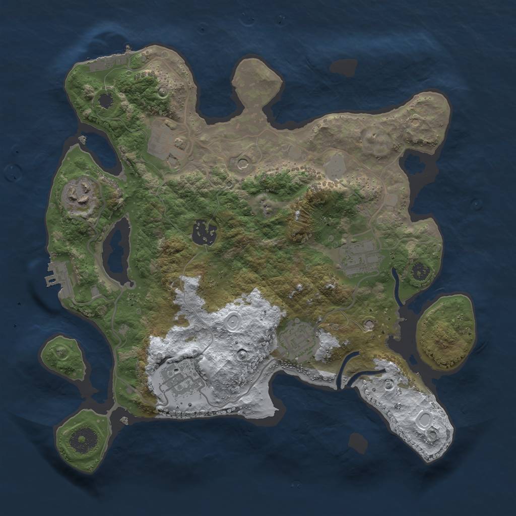 Rust Map: Procedural Map, Size: 3000, Seed: 909800887, 14 Monuments