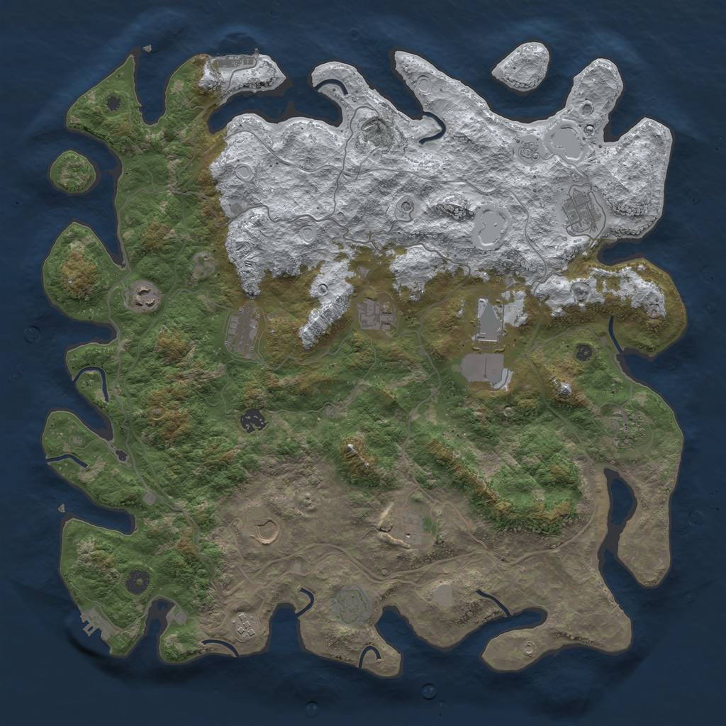 Rust Map: Procedural Map, Size: 4500, Seed: 1867897712, 20 Monuments