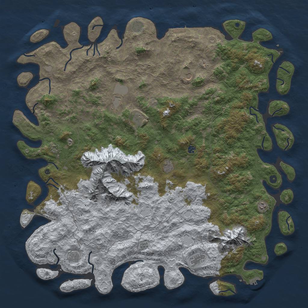 Rust Map: Procedural Map, Size: 6000, Seed: 755645, 20 Monuments