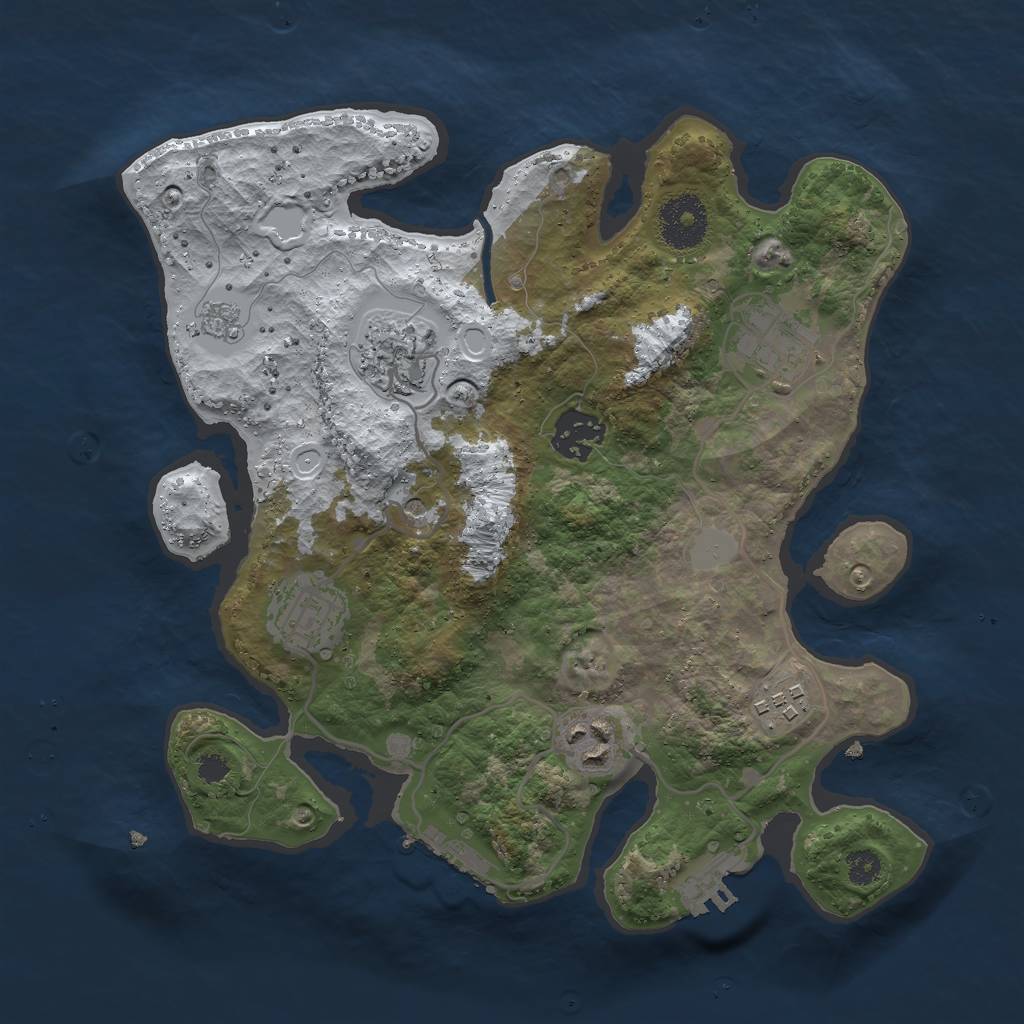 Rust Map: Procedural Map, Size: 3000, Seed: 738968841, 15 Monuments