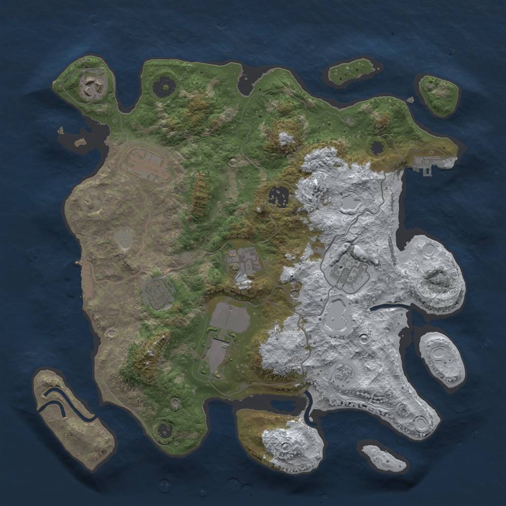 Rust Map: Procedural Map, Size: 3500, Seed: 747015098, 16 Monuments