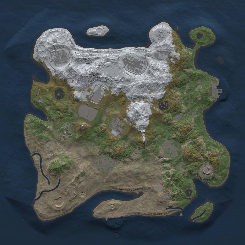 Rust Map: Procedural Map, Size: 3500, Seed: 1565284112, 19 Monuments