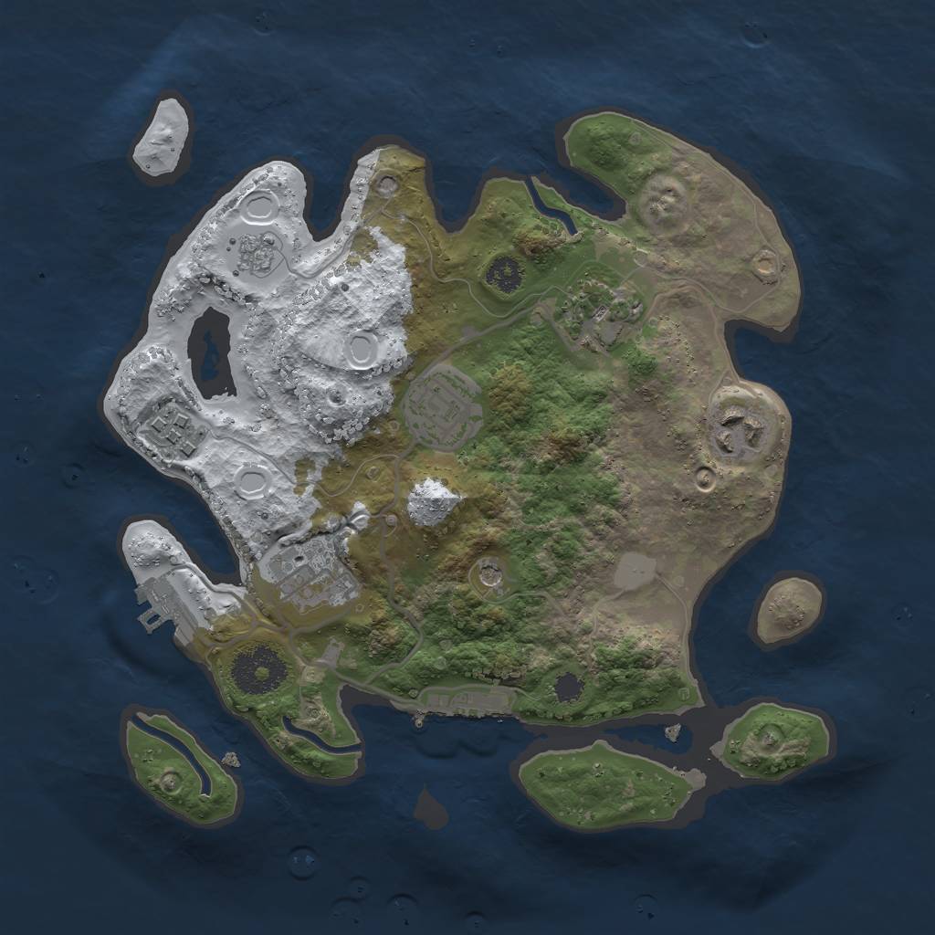 Rust Map: Procedural Map, Size: 2750, Seed: 975228462, 14 Monuments