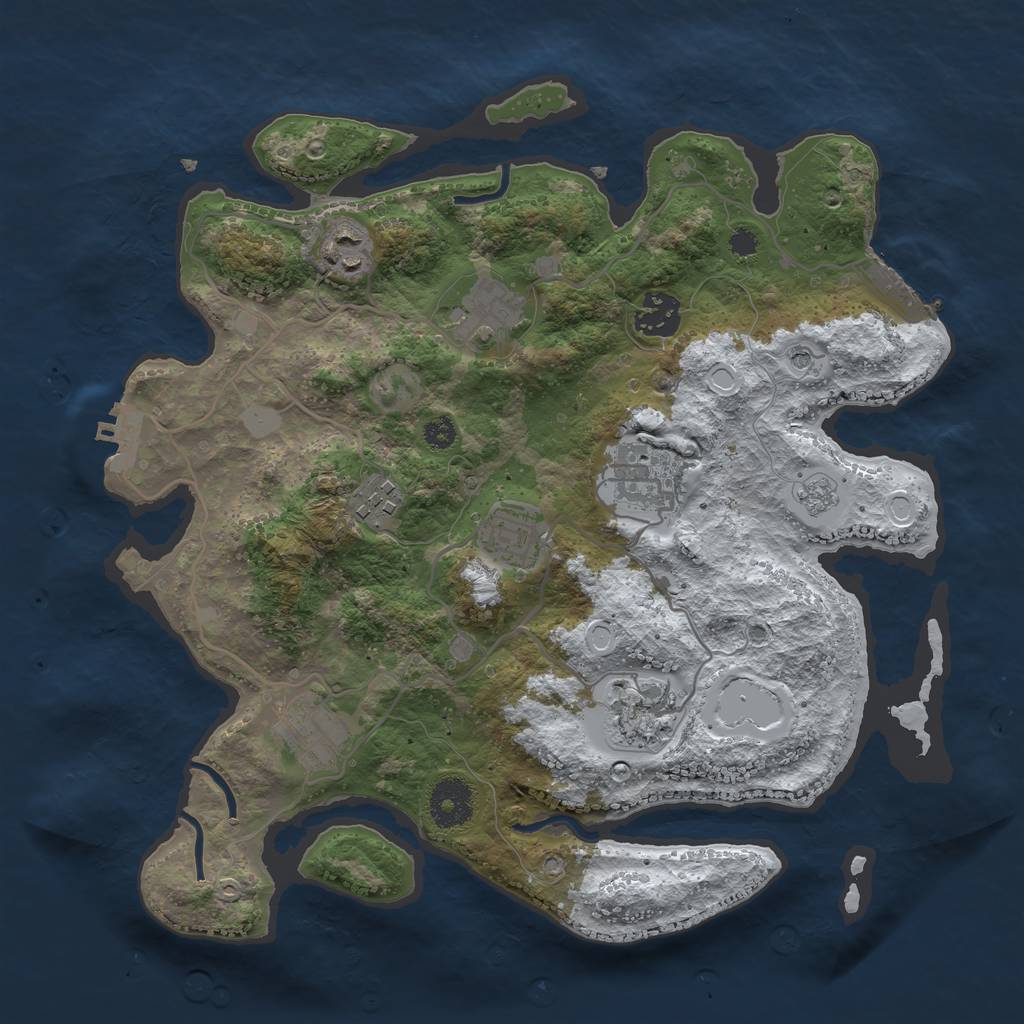 Rust Map: Procedural Map, Size: 3300, Seed: 258, 17 Monuments