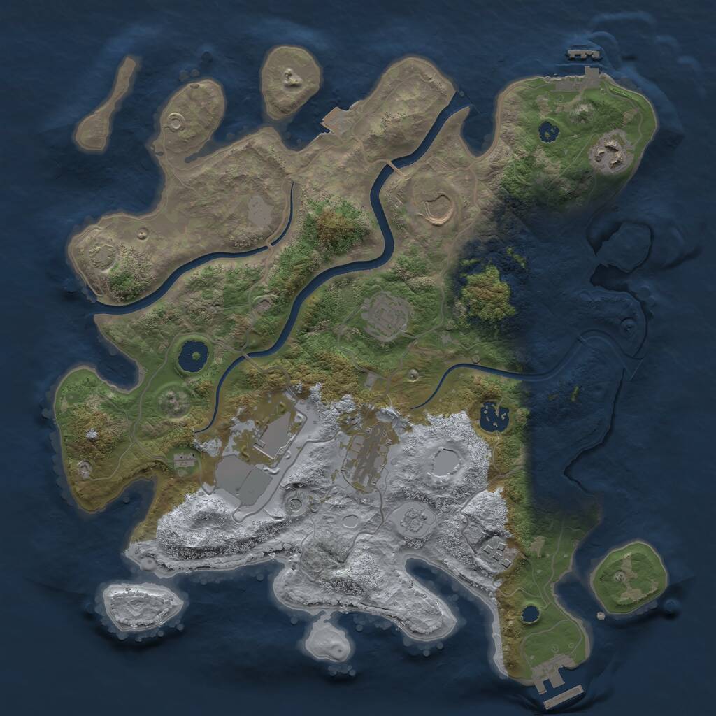 Rust Map: Procedural Map, Size: 3500, Seed: 13321678, 13 Monuments