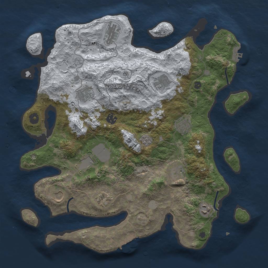 Rust Map: Procedural Map, Size: 3800, Seed: 22, 20 Monuments