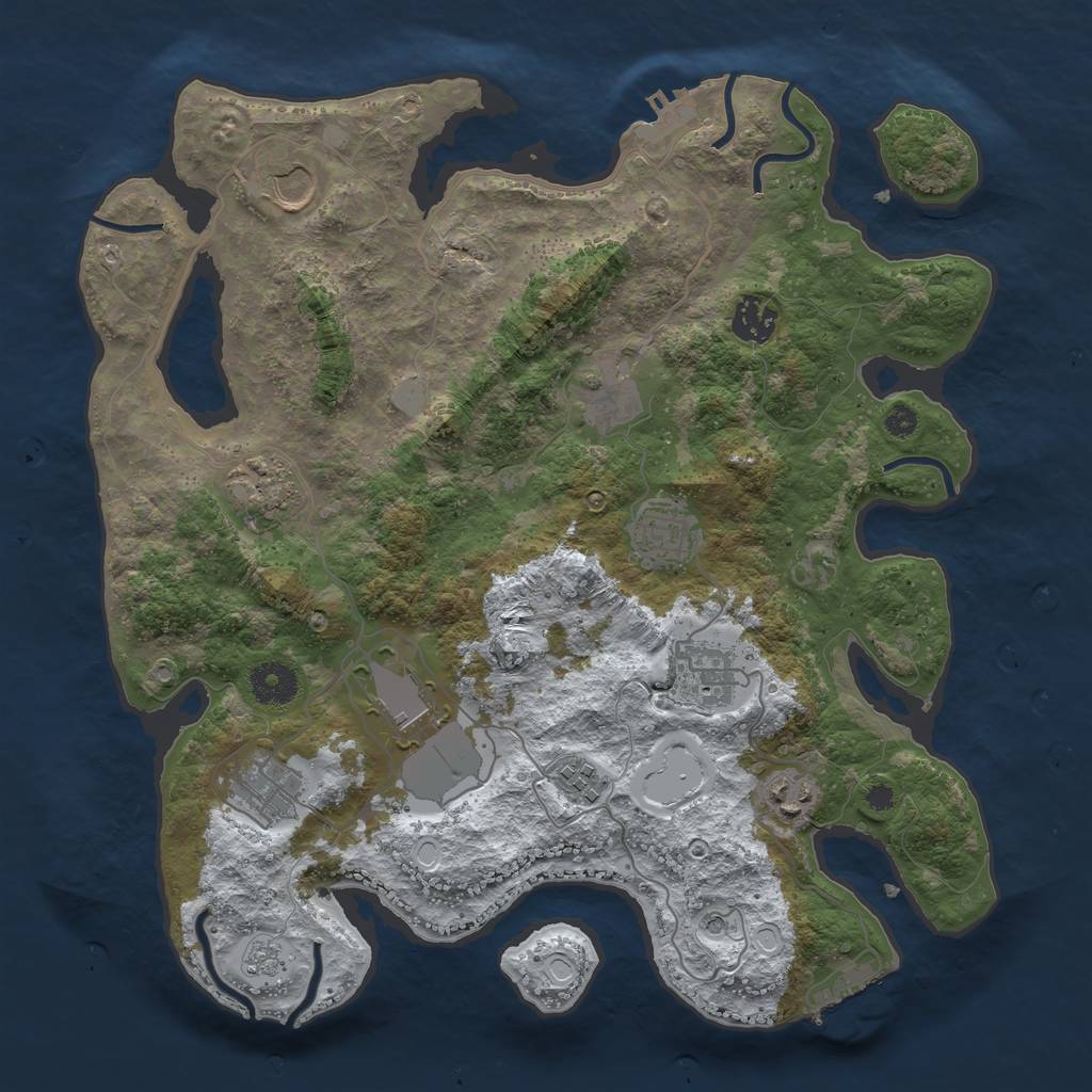 Rust Map: Procedural Map, Size: 3600, Seed: 1633154240, 19 Monuments