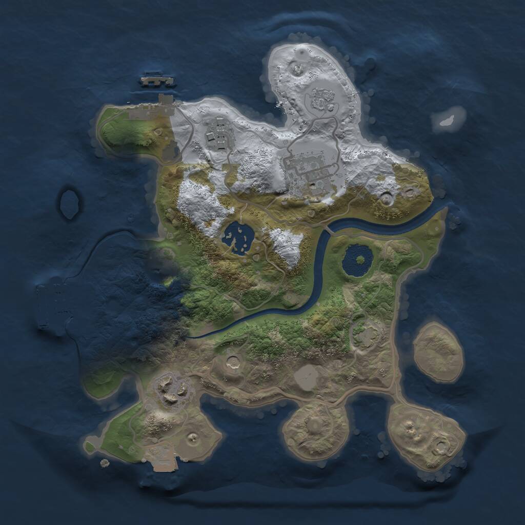 Rust Map: Procedural Map, Size: 2500, Seed: 3466435, 10 Monuments