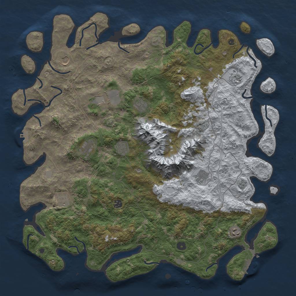 Rust Map: Procedural Map, Size: 5000, Seed: 53000, 20 Monuments