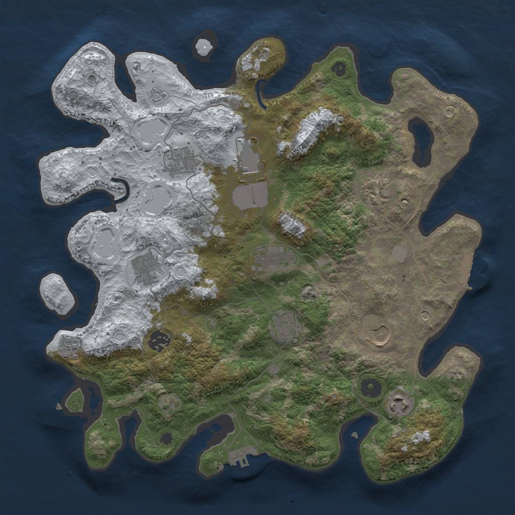 Rust Map: Procedural Map, Size: 3750, Seed: 1036782773, 19 Monuments