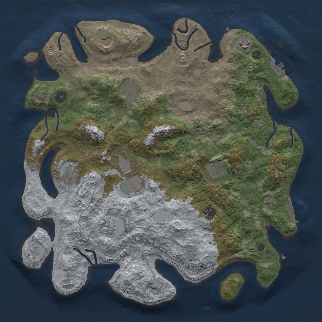 Rust Map: Procedural Map, Size: 4000, Seed: 70000, 17 Monuments