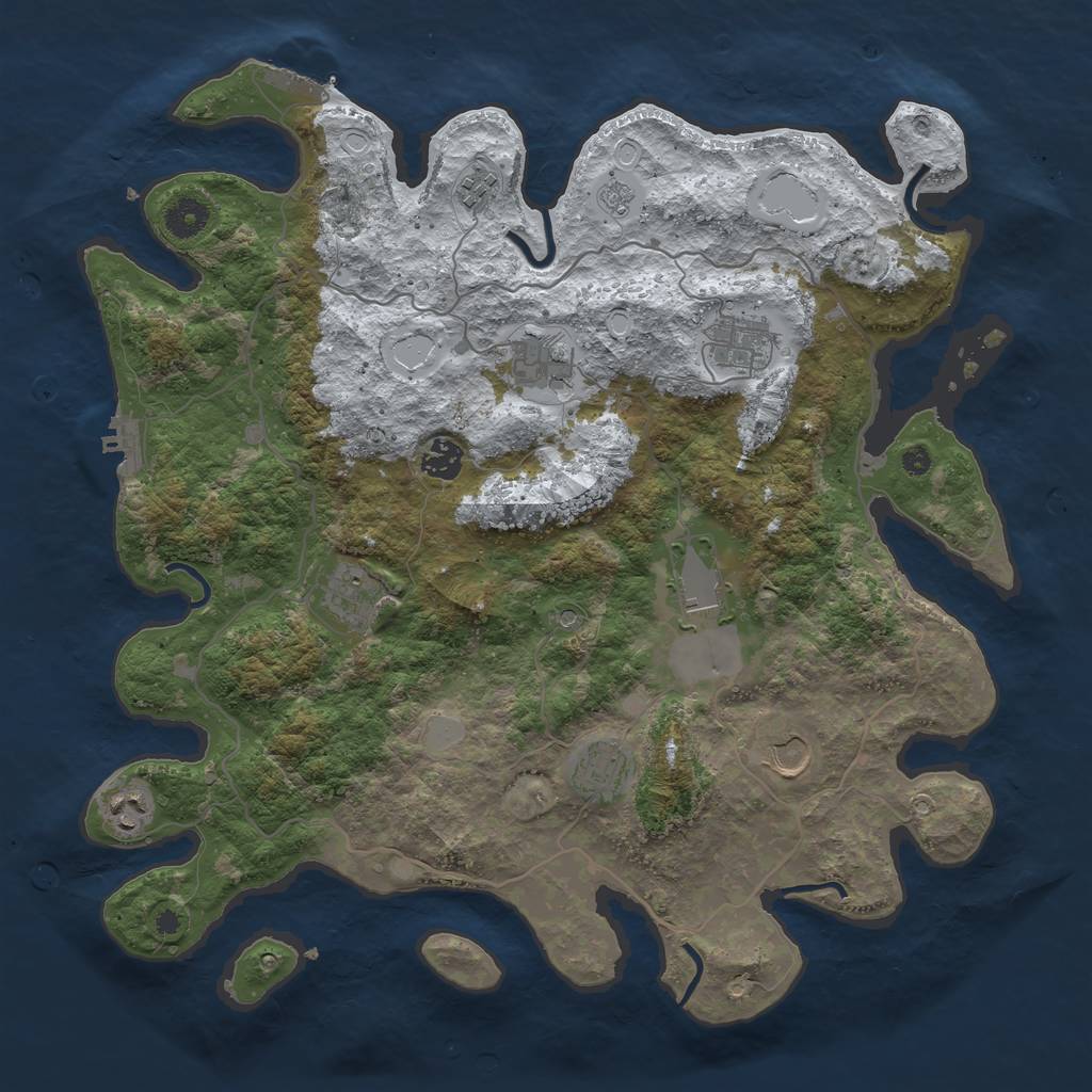 Rust Map: Procedural Map, Size: 4000, Seed: 1395037326, 18 Monuments