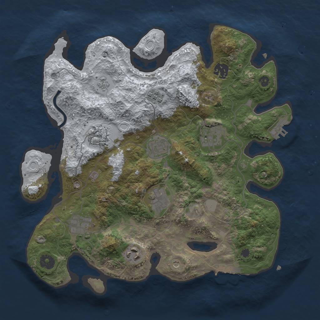 Rust Map: Procedural Map, Size: 3200, Seed: 303043320, 17 Monuments