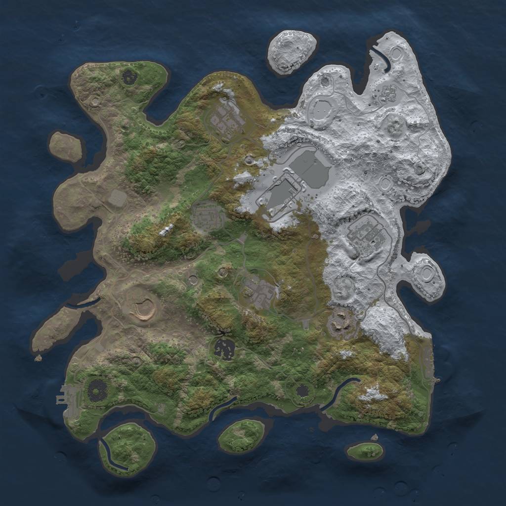 Rust Map: Procedural Map, Size: 3500, Seed: 5137682, 17 Monuments
