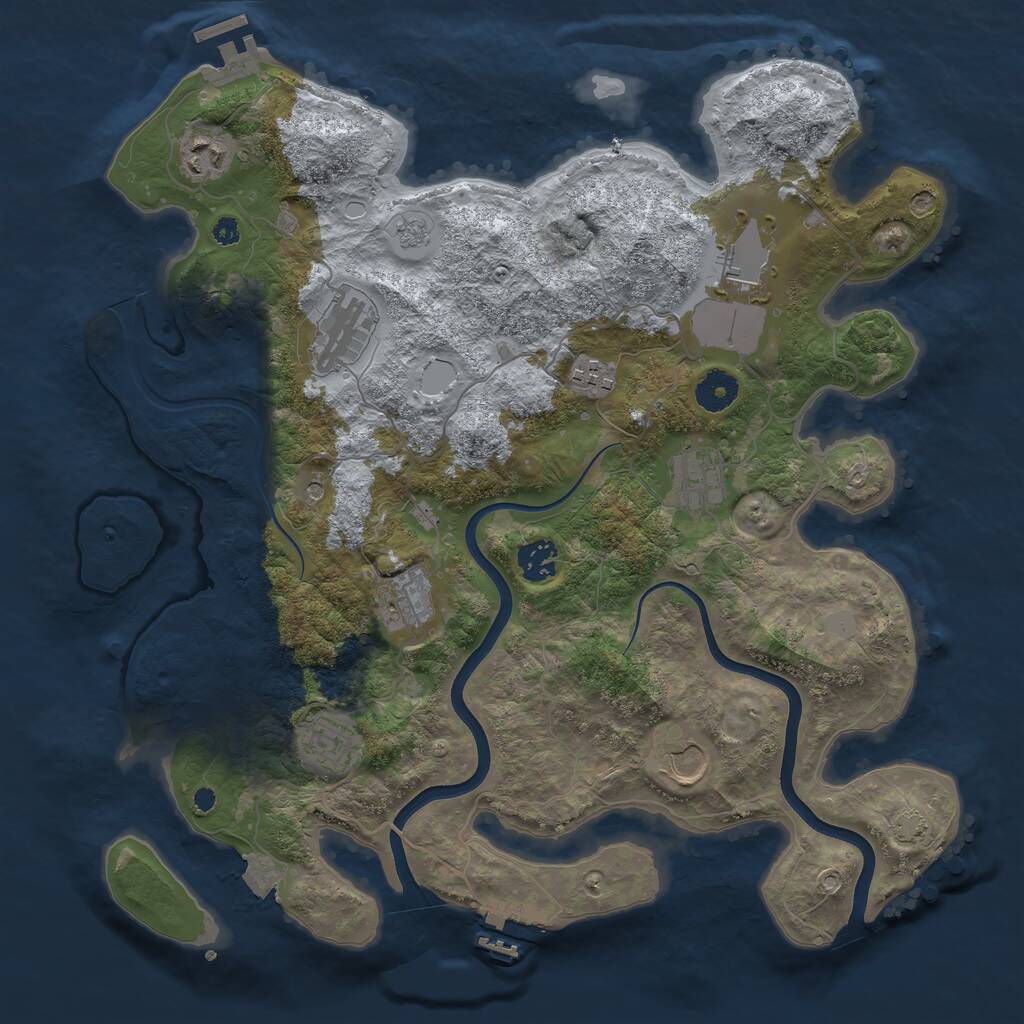 Rust Map: Procedural Map, Size: 3750, Seed: 1658937360, 15 Monuments