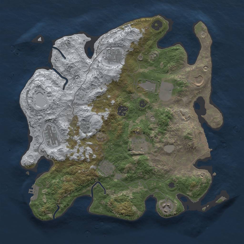 Rust Map: Procedural Map, Size: 3500, Seed: 1625611099, 18 Monuments