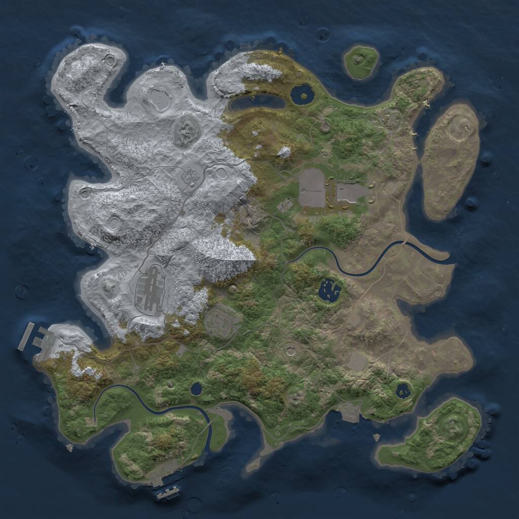 Rust Map: Procedural Map, Size: 3500, Seed: 5498241, 10 Monuments