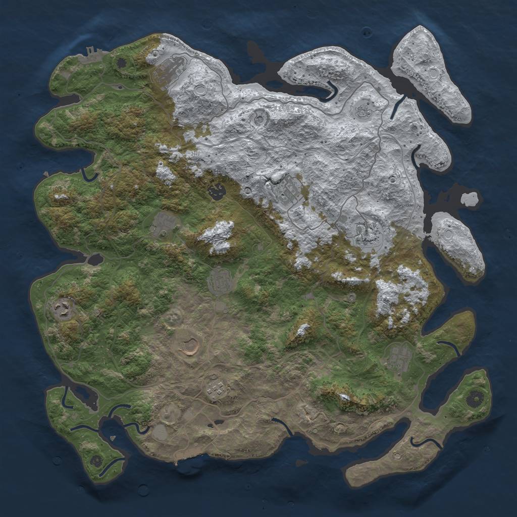 Rust Map: Procedural Map, Size: 4500, Seed: 853353464, 19 Monuments
