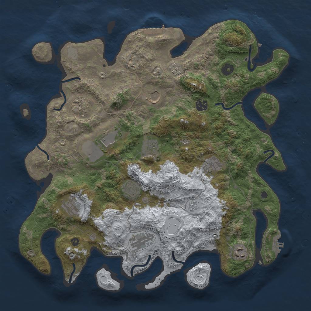 Rust Map: Procedural Map, Size: 3850, Seed: 1163267370, 20 Monuments