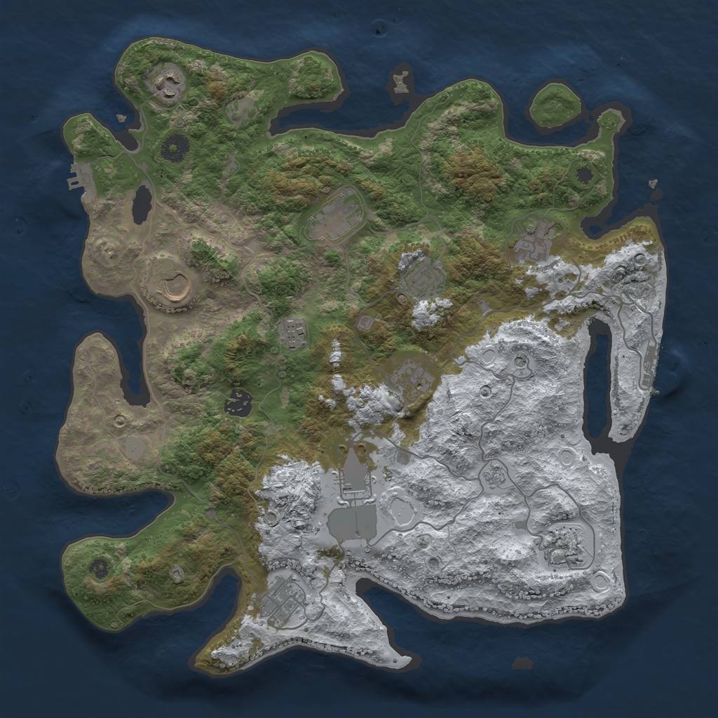 Rust Map: Procedural Map, Size: 3850, Seed: 463574867, 20 Monuments
