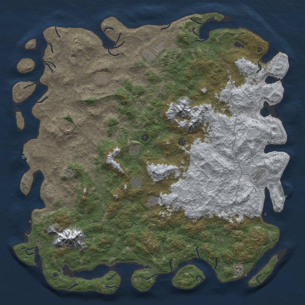 Rust Map: Procedural Map, Size: 6000, Seed: 214285, 20 Monuments