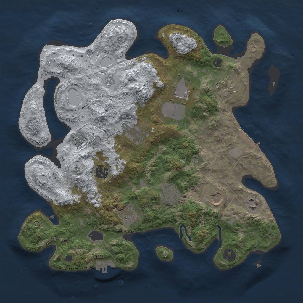 Rust Map: Procedural Map, Size: 3500, Seed: 224016, 18 Monuments