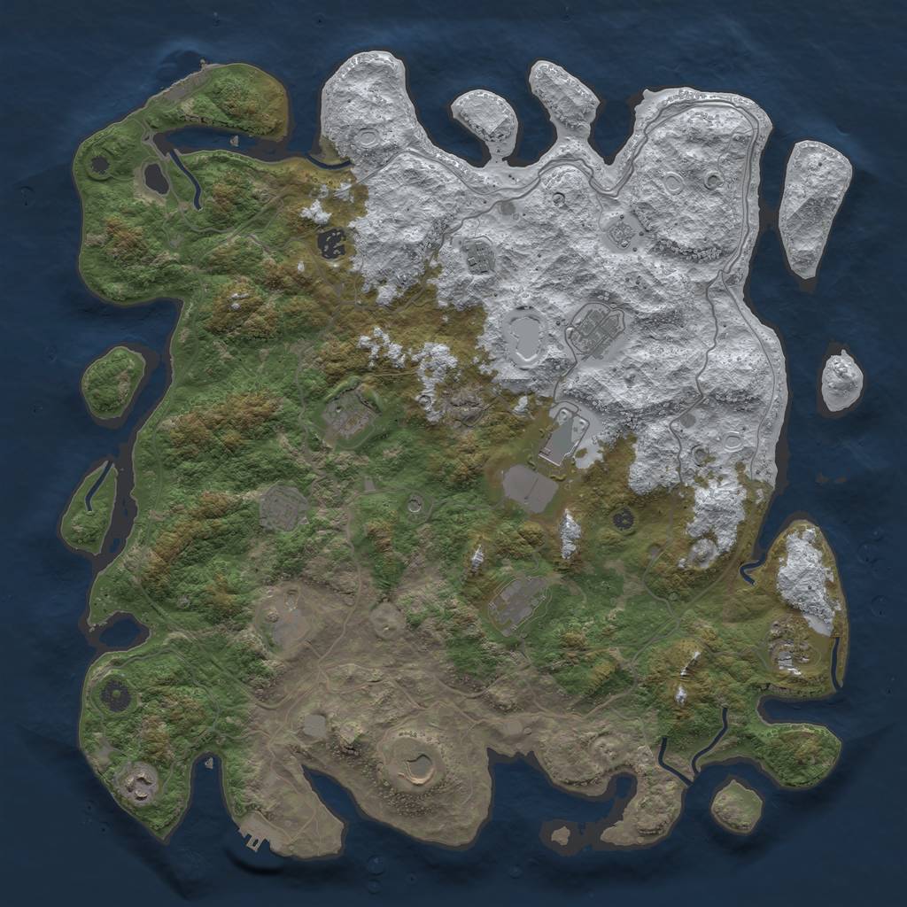 Rust Map: Procedural Map, Size: 4500, Seed: 1153684, 20 Monuments
