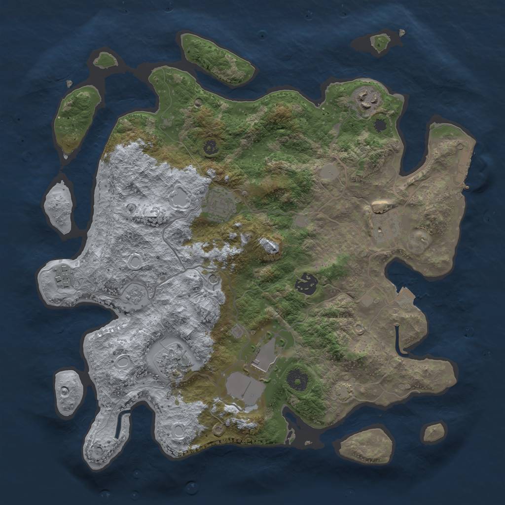 Rust Map: Procedural Map, Size: 3500, Seed: 17777, 14 Monuments