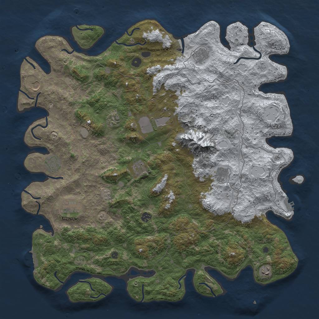 Rust Map: Procedural Map, Size: 5000, Seed: 1099710585, 20 Monuments