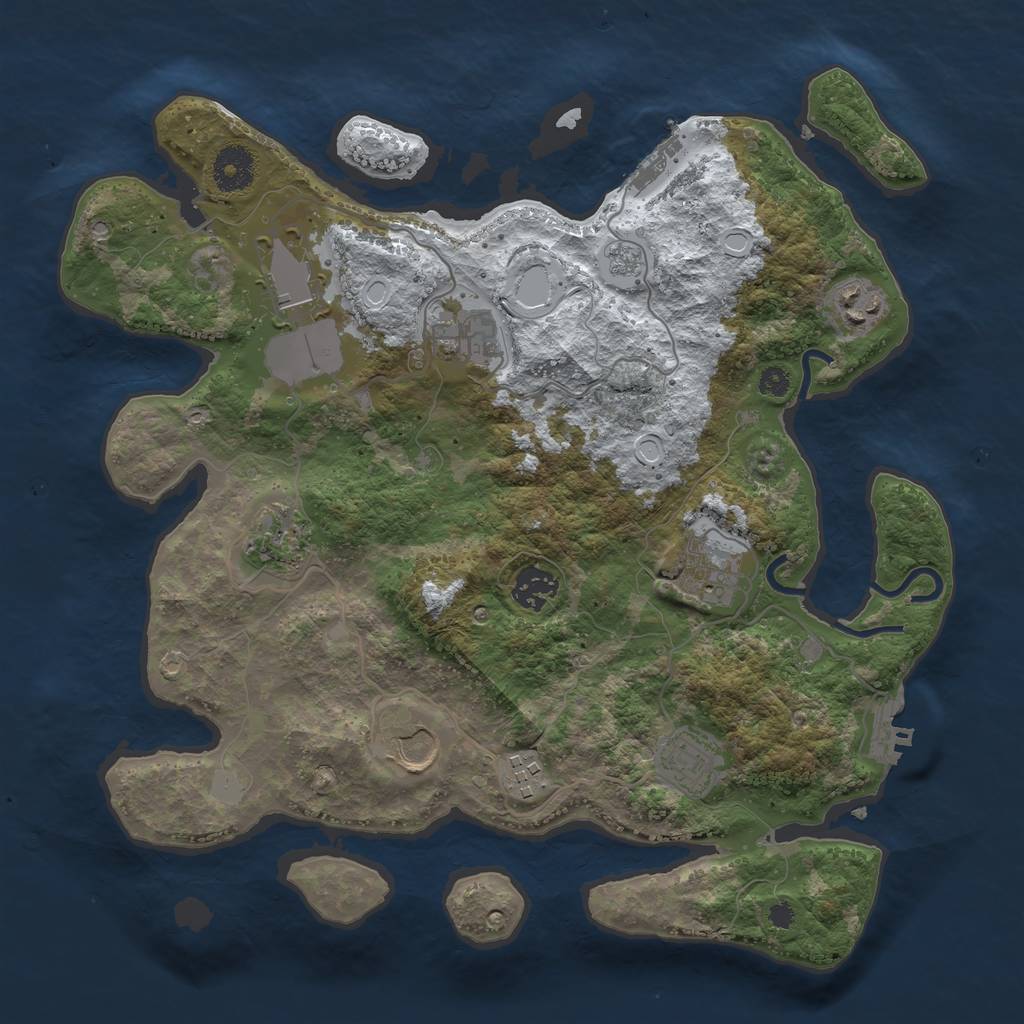 Rust Map: Procedural Map, Size: 3500, Seed: 3425654, 17 Monuments