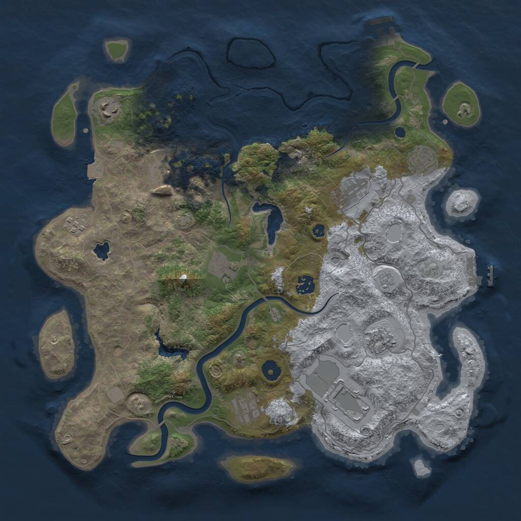 Rust Map: Procedural Map, Size: 4000, Seed: 52392, 16 Monuments